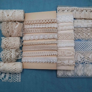 Lace Trims Bundle Französische Bobbin Lace Kit Scrap Craft Ephemera Spitze Antike verschiedene Spitze Scraps Liefert Vintage Patchwork
