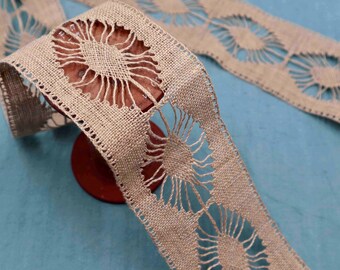 2.30 m Vintage Linen Lace Trim Handmade French Linen Bobbin Lace Trim Antique Lace Sewing Craft Supplies Vintage Clothing Lace Linen