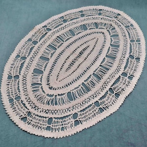 Handmade Bobbin Lace Doily: Antique French Linen Placemat
