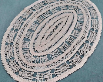 Handmade Bobbin Lace Doily: Antique French Linen Placemat