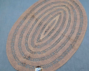 Antique French Bobbin Lace Doily: Handmade Linen Placemat