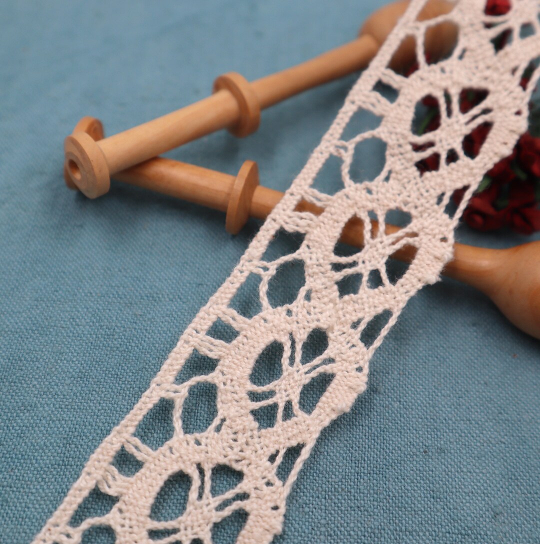 French Bobbin Lace Trim - Antique Cotton Edging for DIY Projects and ...