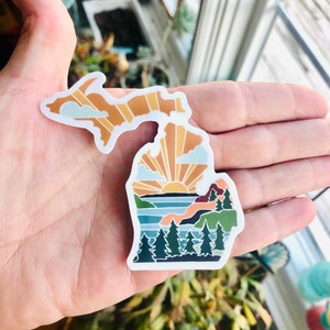 Michigan Sticker, Fresh Coast, Mitten State, Waterproof, Water Bottle Sticker, Michigan Sunset Sticker, Great Lakes State
