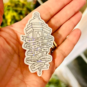 Happiness Can Be Found In Even the Darkest of Times, Wizard Sticker, Water Bottle Sticker, Glitter Sticker