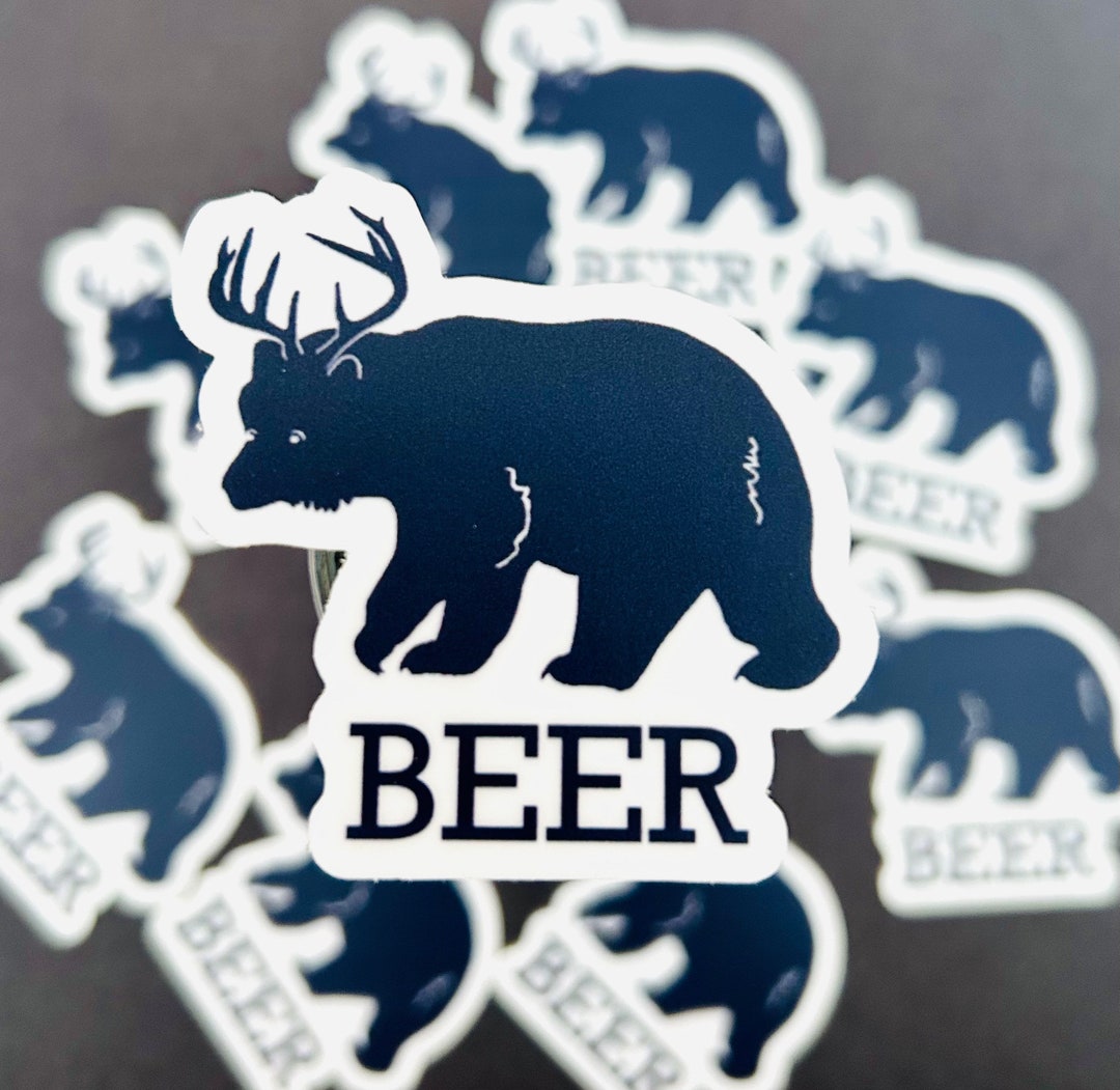 Beer Bear Deer Sticker, Beer, Craft Beer, Brew, Wildlife, Waterproof