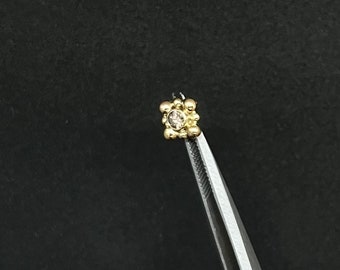 Piercing End with champagne Diamond 18k YG