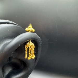 Dangling Beads Bugudi Piercing in 18k Gold