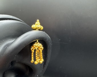 Dangling Beads Bugudi Piercing in 18k Gold