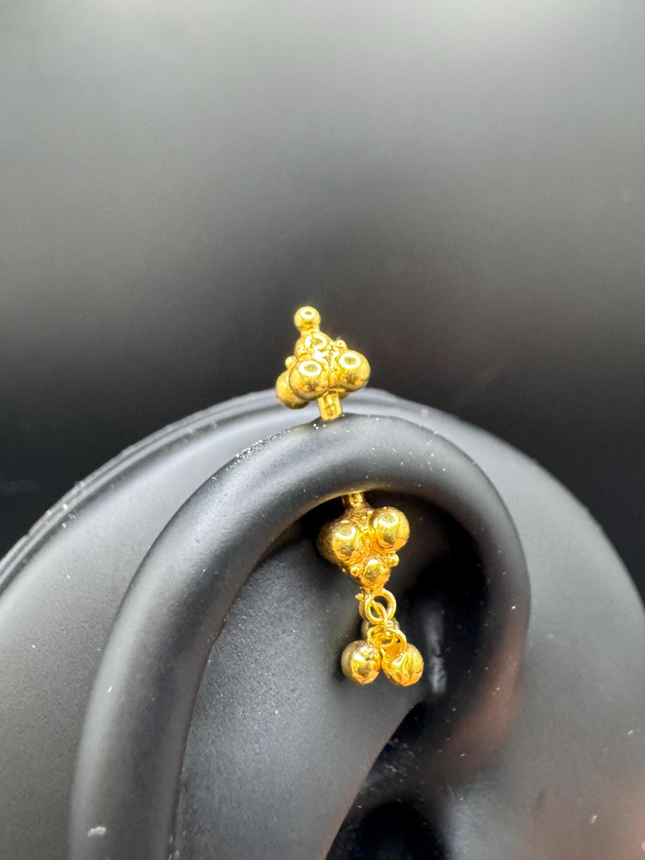 Dangling Karnataka Bugudi Piercing 18k Gold India