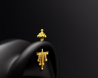 Dangling Curtain Piercing in 18k Gold