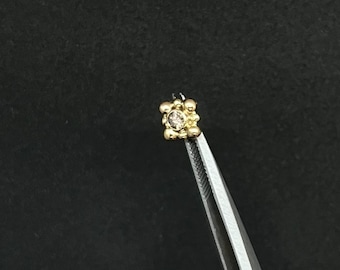 Piercing End with white Diamond 18k YG
