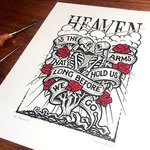 HEAVEN IS - Original Artwork Hand carved, printed linocut, numbered and signed, 1 of 30 available prints. Ben Howard