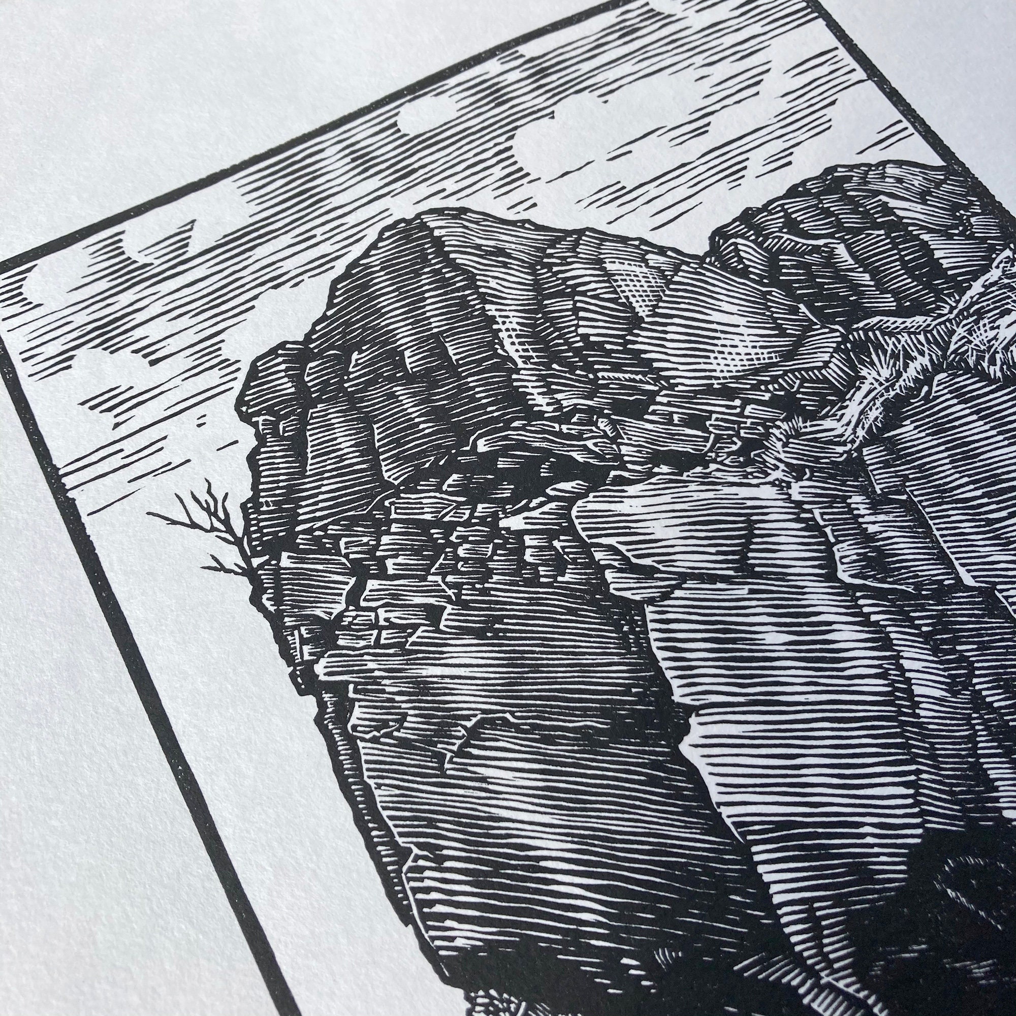 CLOUD Original Artwork Hand Carved Printed Linocut Etsy Singapore