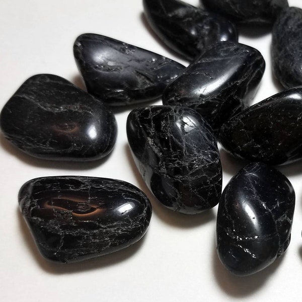 Black Tourmaline Tumbled Stones - Crystal Healing - Rock Collection - Polished Gems - Worry Stones - Crystal Grid - Metaphysical Chakra