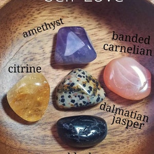© The Rockin' Jeweler - Metaphysical & Healing Benefits Gemstone Sets - Tumbled Polished Stones - Rock Collection - Crystal Healing - Pocket Worry Gems [Self-Love]