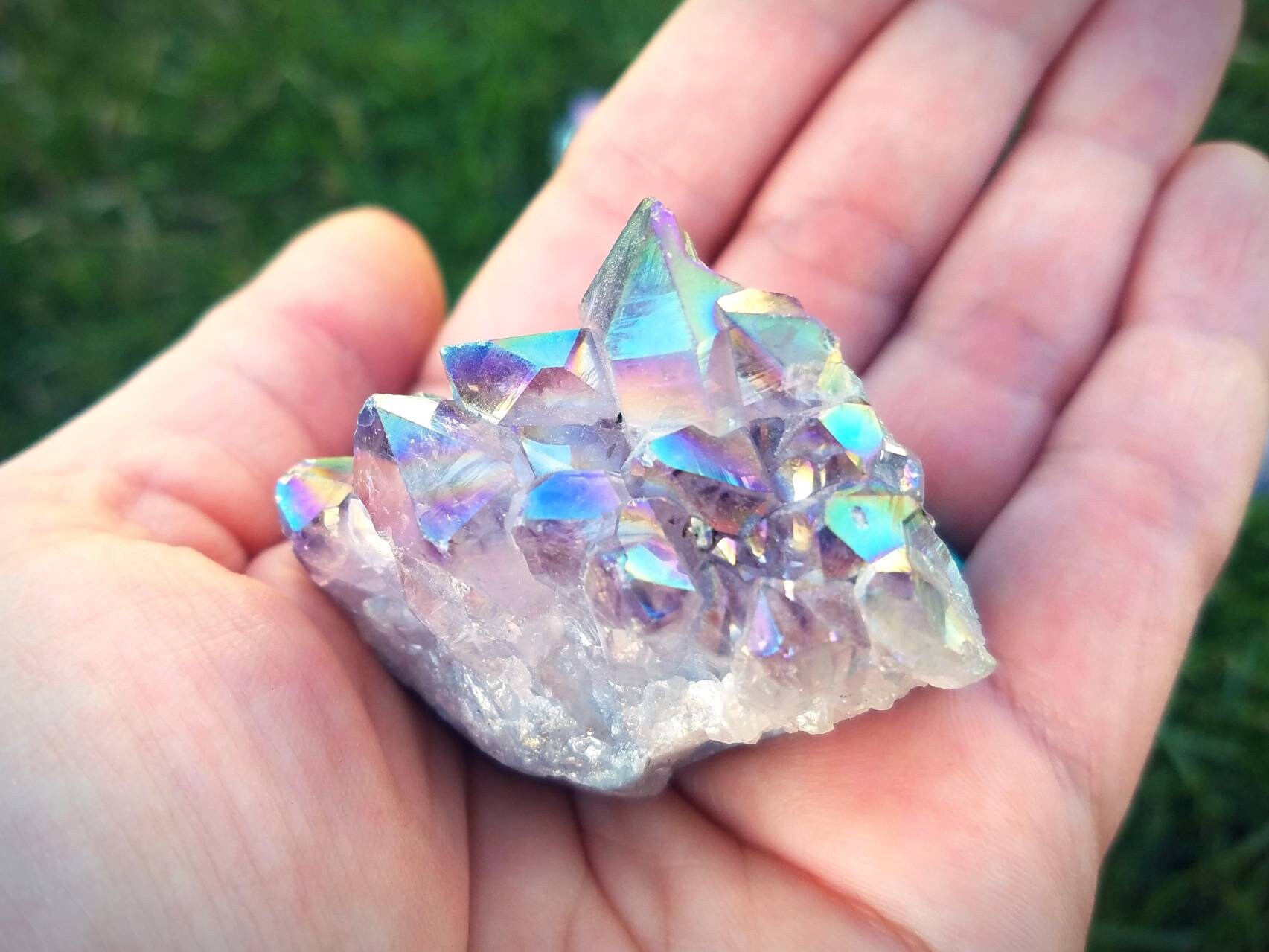 Angel Aura Amethyst Crystal Clusters - Crystal Healing - Iridescent R…