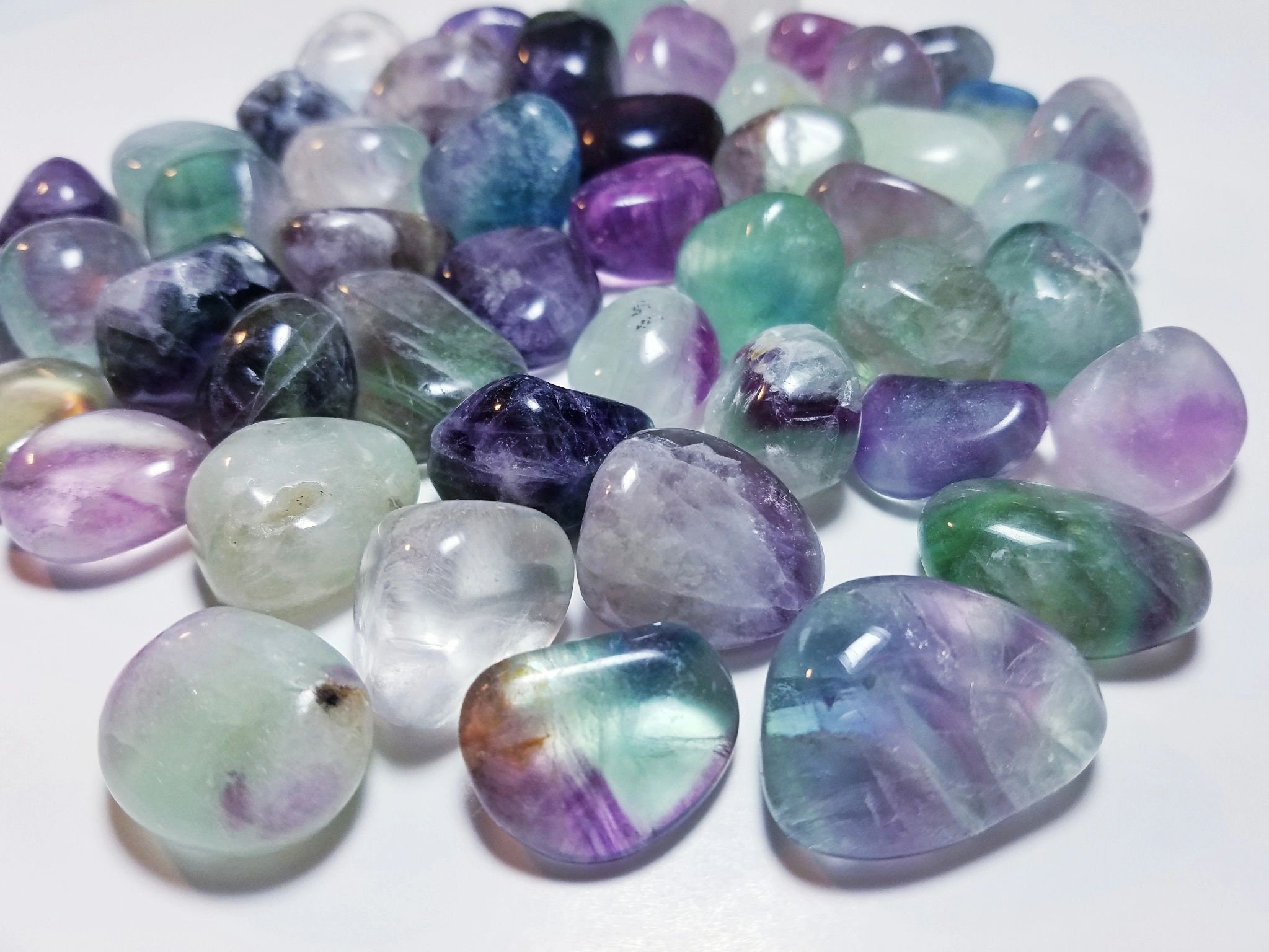 Rainbow Fluorite Tumbled Stones - Crystal Healing - Rock Collection -…