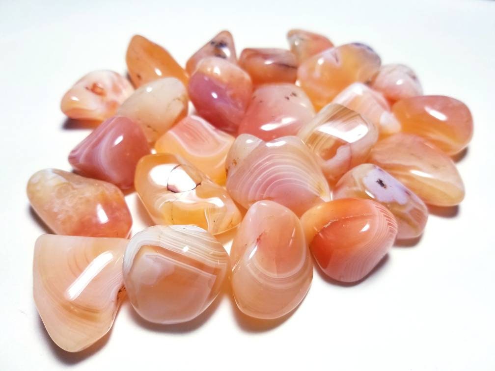 Banded Carnelian Tumbled Stones - Crystal Healing - Rock Collection -…