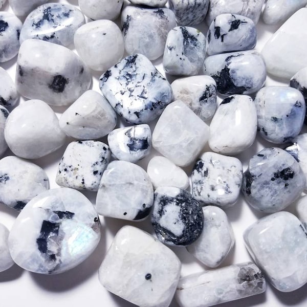 Rainbow Moonstone Tumbled Stones - Crystal Healing - Rock Collection - Polished Stones - Crystal Grid - Metaphysical Chakra Cleansing