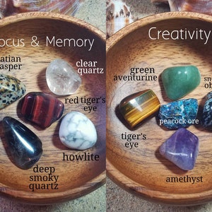 © The Rockin' Jeweler - Metaphysical & Healing Benefits Gemstone Sets - Tumbled Polished Stones - Rock Collection - Crystal Healing - Pocket Worry Gems [Focus Memory - Creativity]