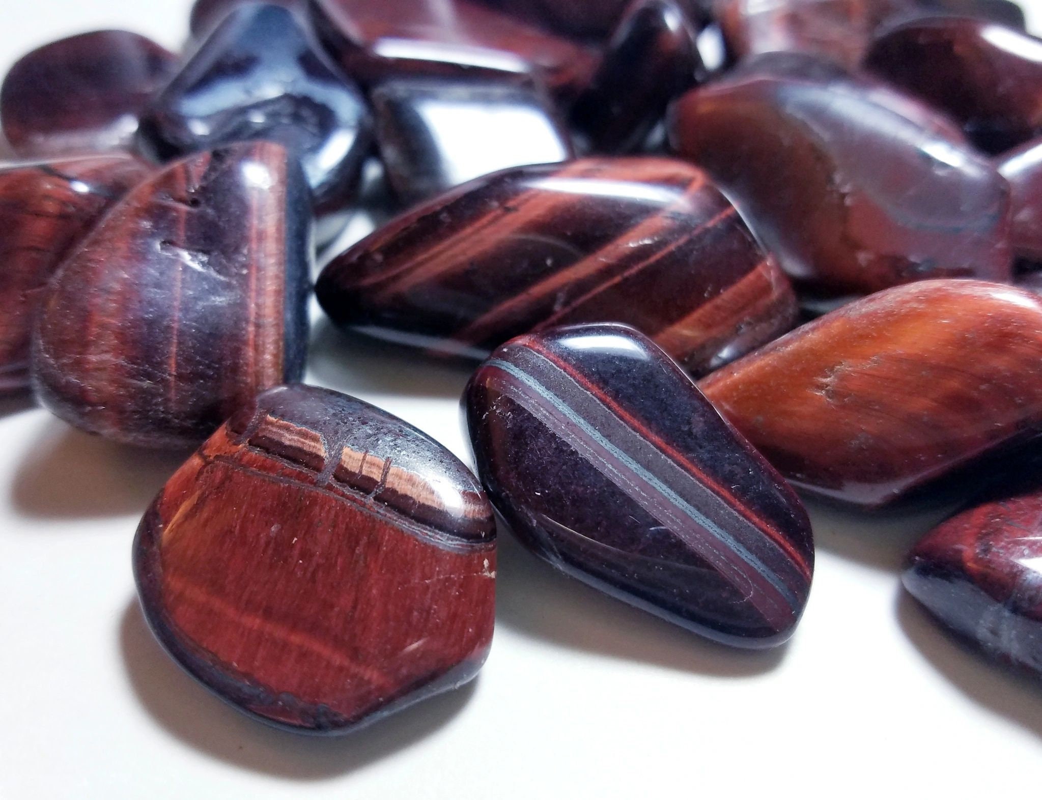 Red Tiger Eye Tumbled Stones - Crystal Healing - Rock Collection - Po…