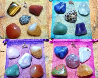 Zodiac / Astrological Sign Gemstone Sets - Tumbled Polished Stone - Birthday Gift - Rock Collection Crystal Healing Pocket Gems