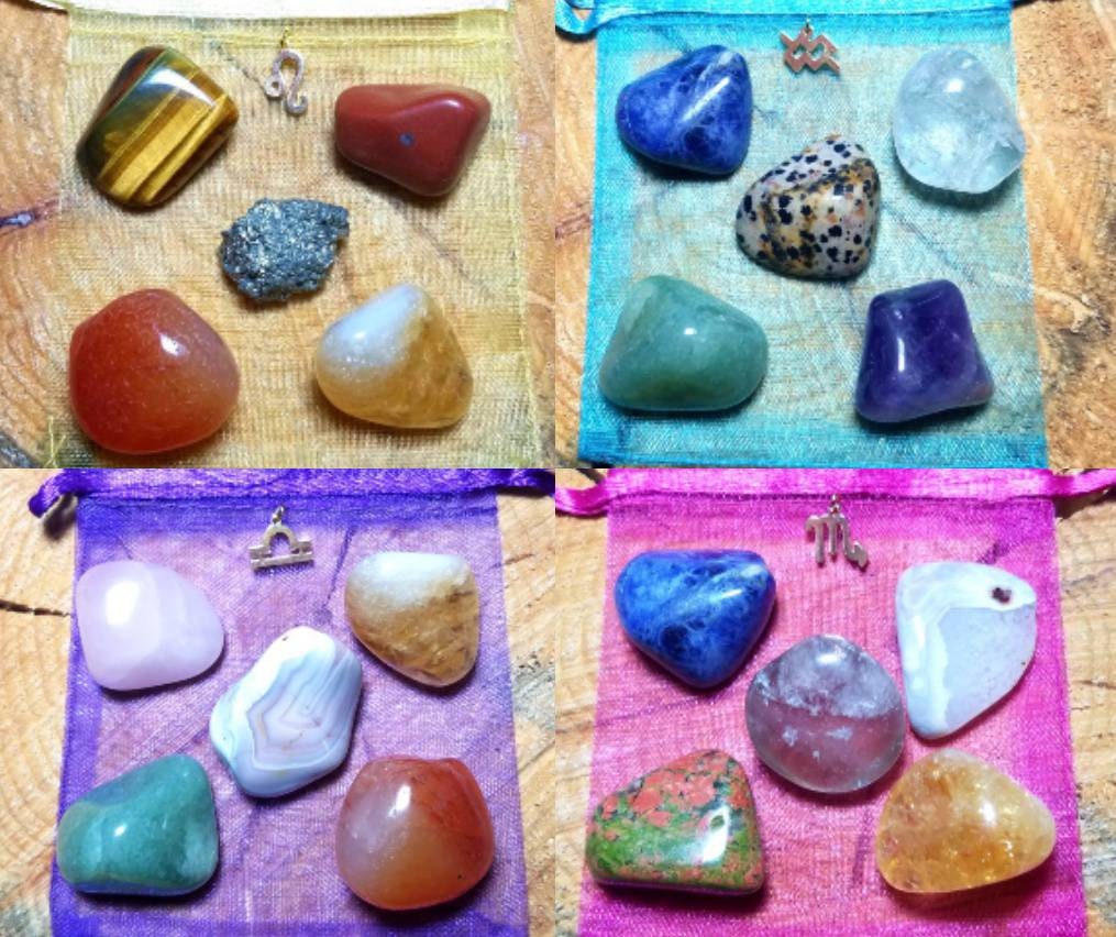 Zodiac / Astrological Sign Gemstone Sets - Tumbled Polished Stone - B…