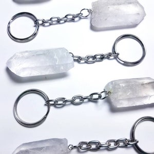 Quartz Crystal Point Keychains - Boho Vibes - Crystal Healing - Metaphysical - Chakras - Gems Rough Rocks Minerals - Keyring Accessory Gift