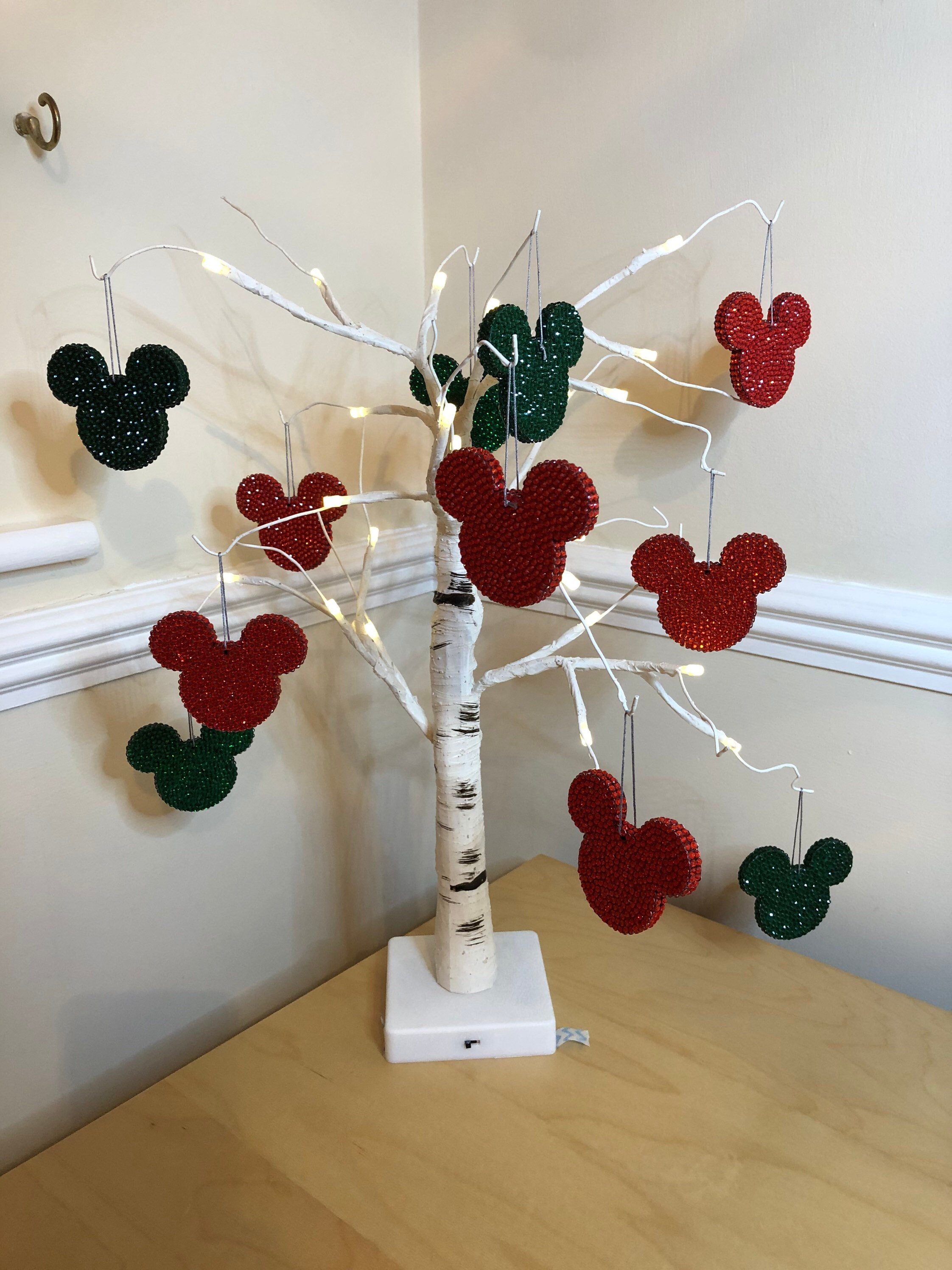 Red Rhinestone Mickey Head Tree Decoration Etsy