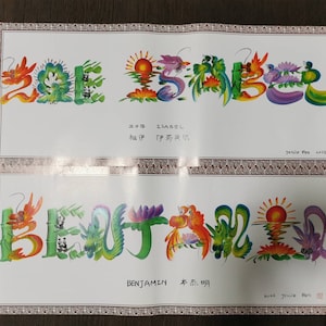Custom Name Painting / Personalized Name Art, Chinese Rainbow Calligraphy, Custom Art Gift (Medium)