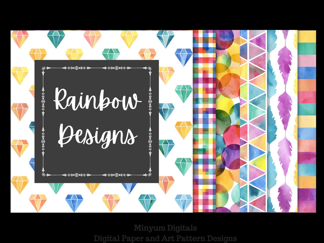 Rainbow Color Digital Paper Instant Download Watercolor - Etsy Australia