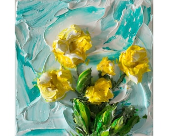 3D Primrose Primula - TouchArt (3D paint) by Ukrainian Artist Andrii Rays Sculpting paint Volumetric painting canvas Impasto Acrylic beauty