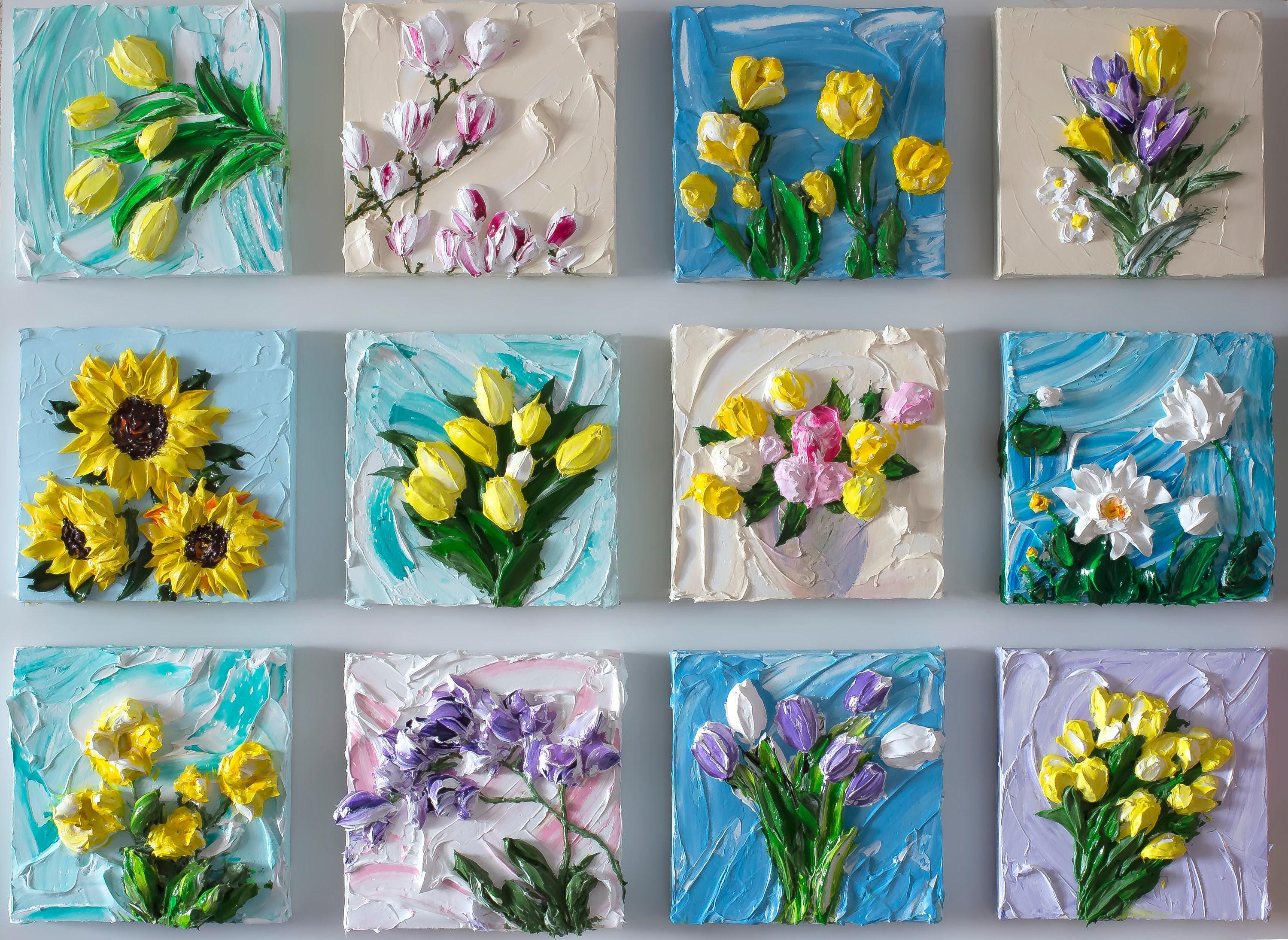 Tulips, Live Art (3D Acrylic) by Andrii Rays, Impasto 3D Heavy