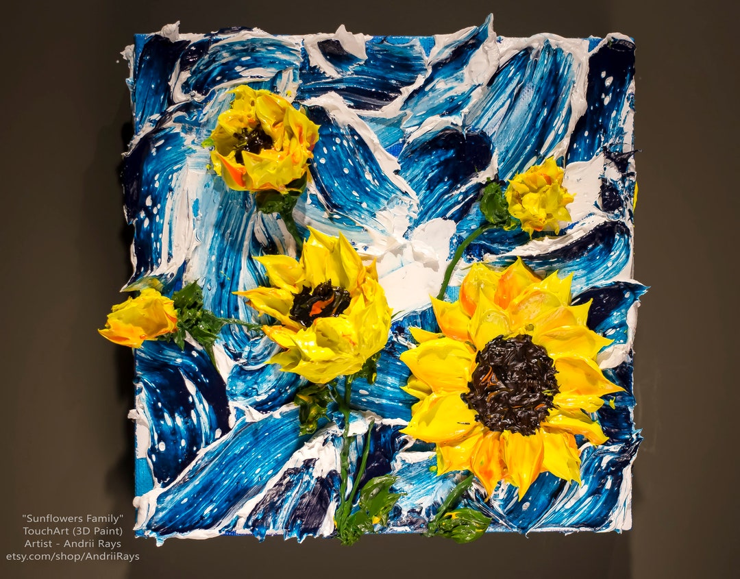 3D Acrylic Painting Sunflowers Impasto Touchart by Andrii Rays