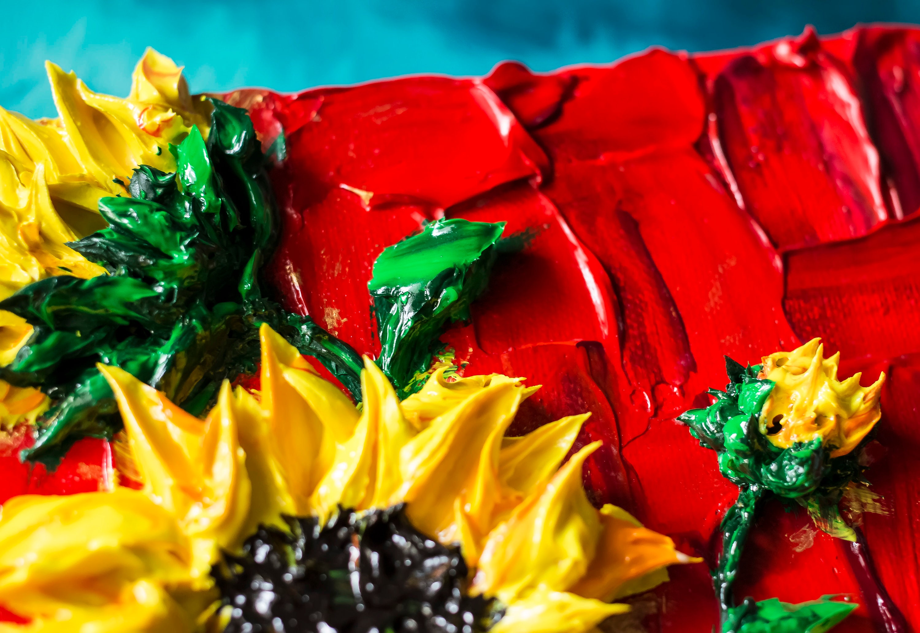 3D Red Sunflowers, Touchart by Ukrainian Artist Andrii Rays