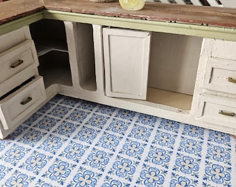 Aegean Floral Tile 1:12 Scale Tile Patterned Wallpaper Dollhouse Miniature