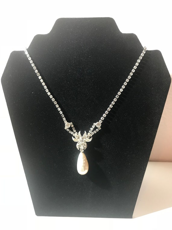 Vintage Crystal Stone and Pearl Necklace