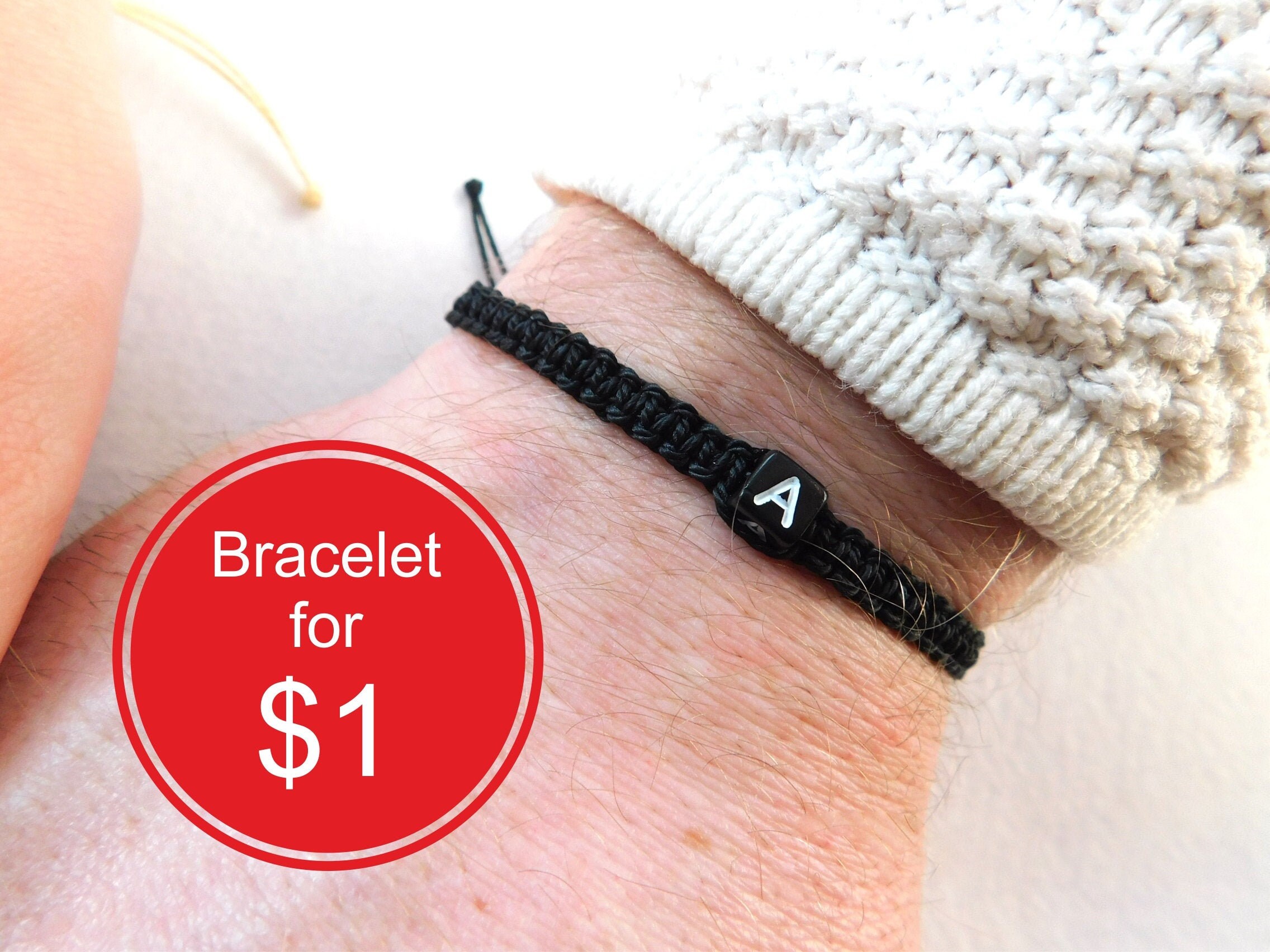 Boyfriend bracelet Guy bracelet Letter braceletBFF Initial Etsy