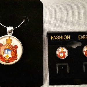 Serbia Serbian Orthodox Church coat of arms choice of Pendant w/ cord or necklace earrings