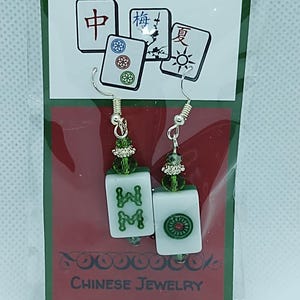 Mahjong Chinese Fish hook Earrings Tiles Jewelry Choice of New