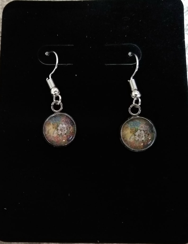 Design 52 Polish Pottery necklace Choice of Pendant w Glass Cabochon Silver earrings Polska Poland Polski /& black cord yellow floral