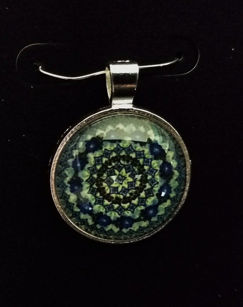 Design 69 Polish Pottery Jewelry Necklace Choice of Pendant W/ Glass Cabochon Silver Earrings