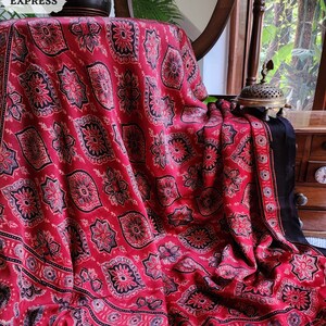 Ajrakh Skirt with Silk Top Madder Red