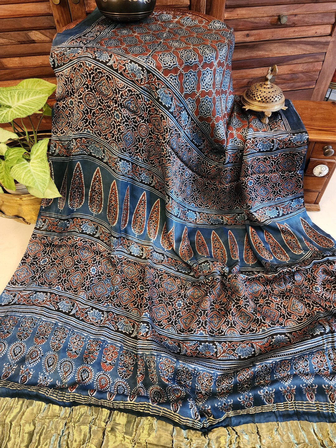 Tikon Indigo Ajrakh Saree