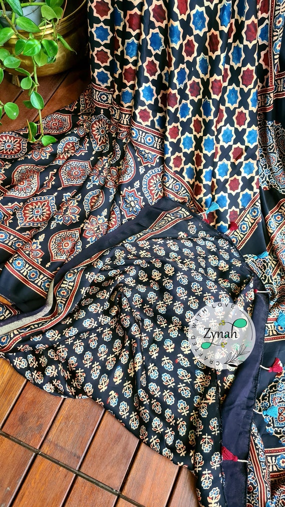 modal silk ajrakh dress material Mitwa