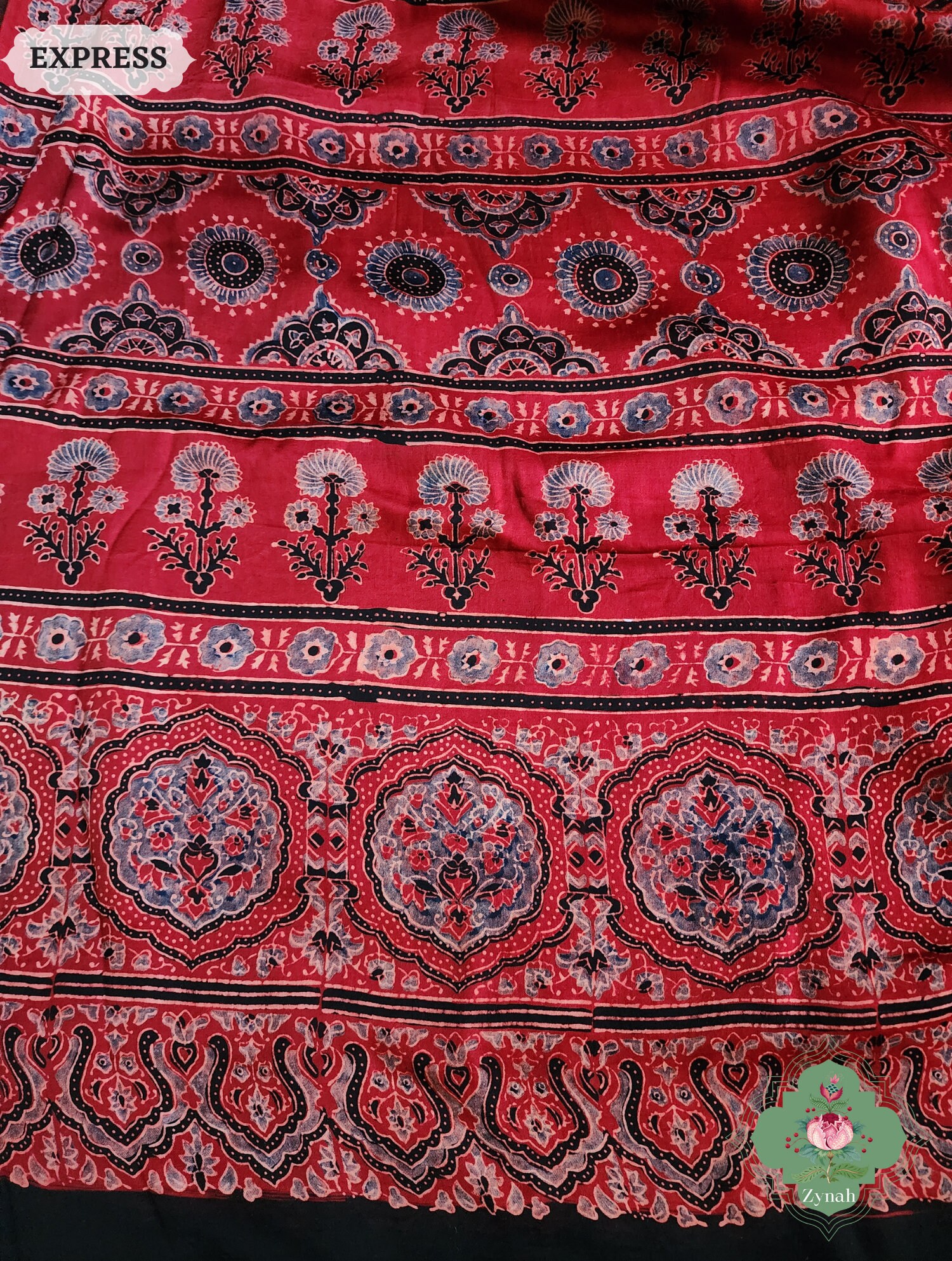 Ajrakh Modal saree (Red)