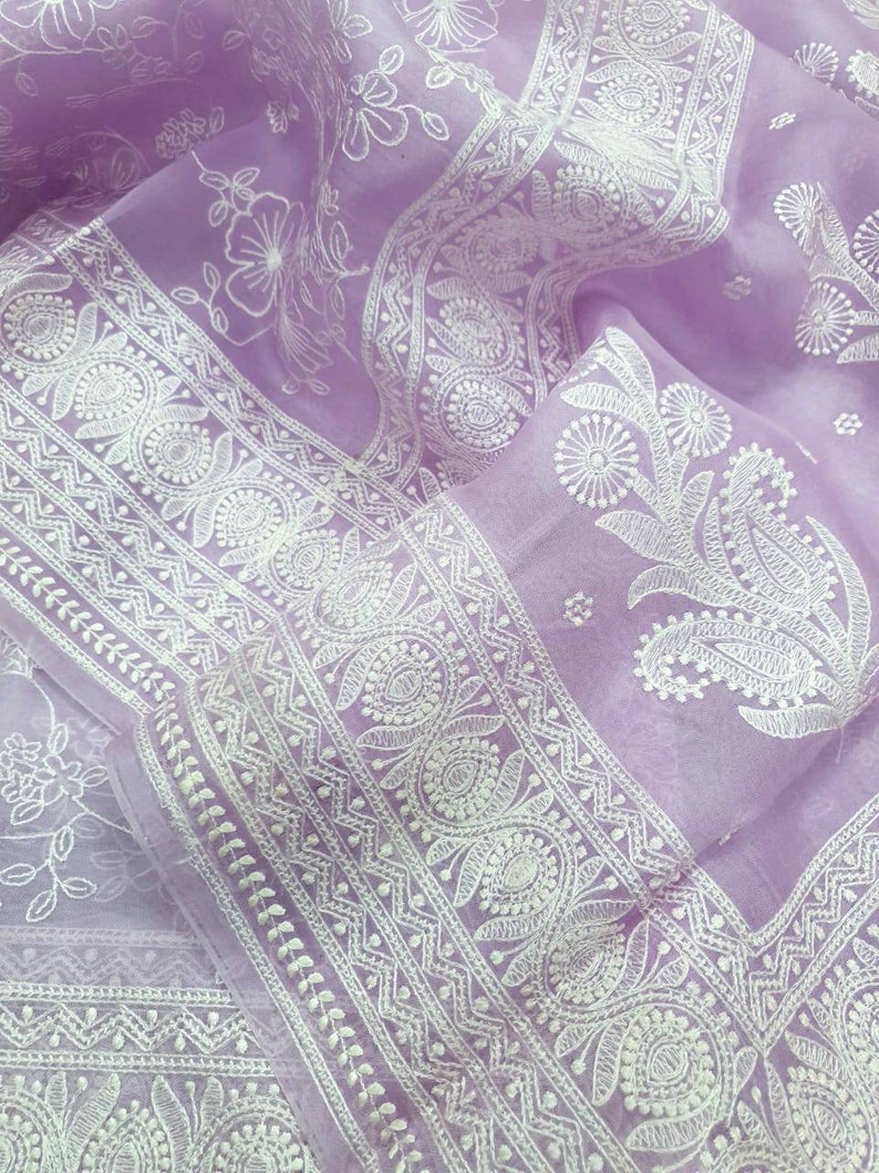 Zynah Pure Organza Chikankari Saree in Pastel Shades; stitched readymade blouse,fall,petticoat,available in USA /& worldwide