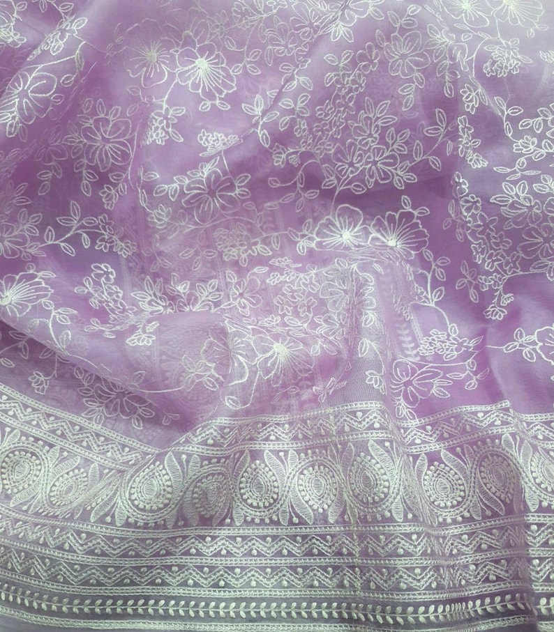 Zynah Pure Organza Chikankari Saree in Pastel Shades; stitched readymade blouse,fall,petticoat,available in USA /& worldwide