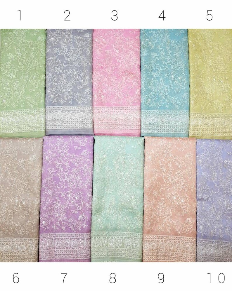 Zynah Pure Organza Chikankari Saree in Pastel Shades; stitched readymade blouse,fall,petticoat,available in USA /& worldwide