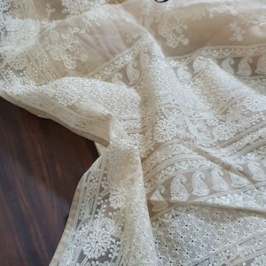 Zynah Pure Organza Chikankari Saree in Pastel Shades Stitched Readymade ...